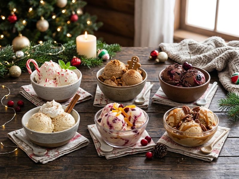 Assorted homemade holiday ice cream flavors