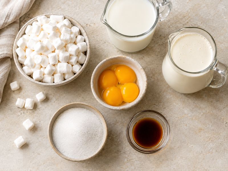Ingredients for homemade marshmallow ice cream