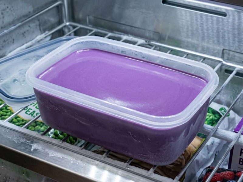 No-churn ube ice cream ready for freezing