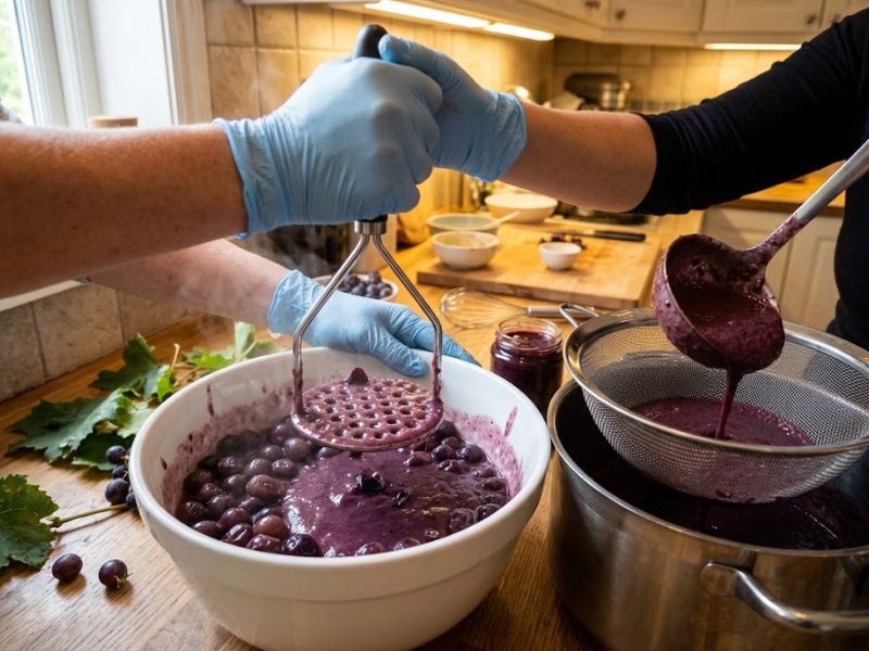 prepared grape mixture for homemade ice cream