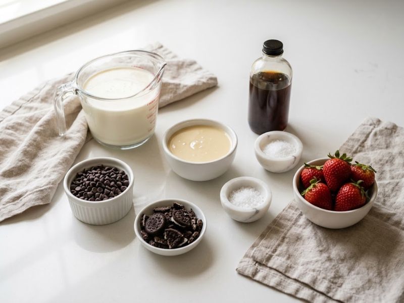 Ingredients for homemade rolled ice cream
