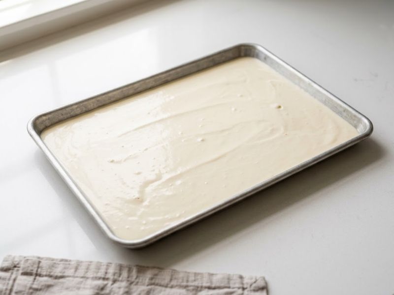 Thin ice cream mixture spread on a sheet pan