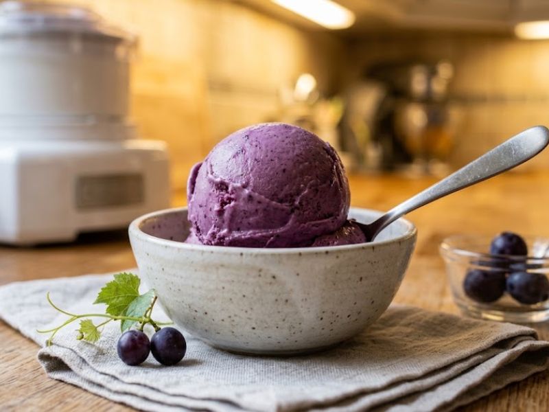 smooth homemade grape ice cream texture
