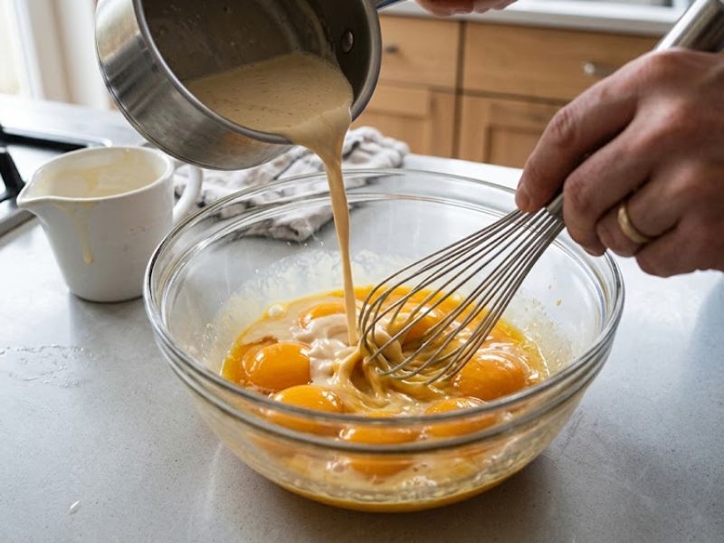Tempering egg yolks for a homemade ice cream custard