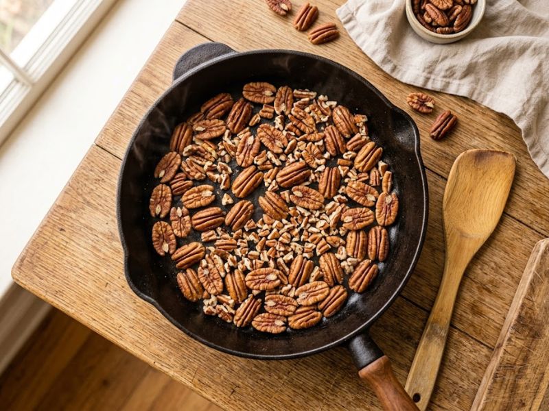 toasting pecans for butter pecan ice cream
