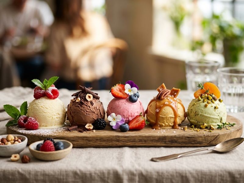 Versatile ice cream flavors paired with different seasonal ingredients