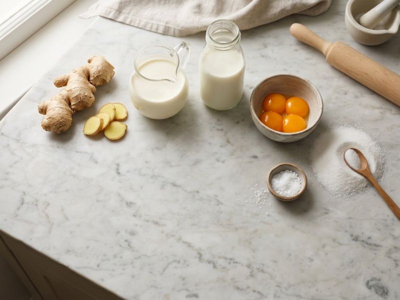 Ingredients for homemade ginger ice cream